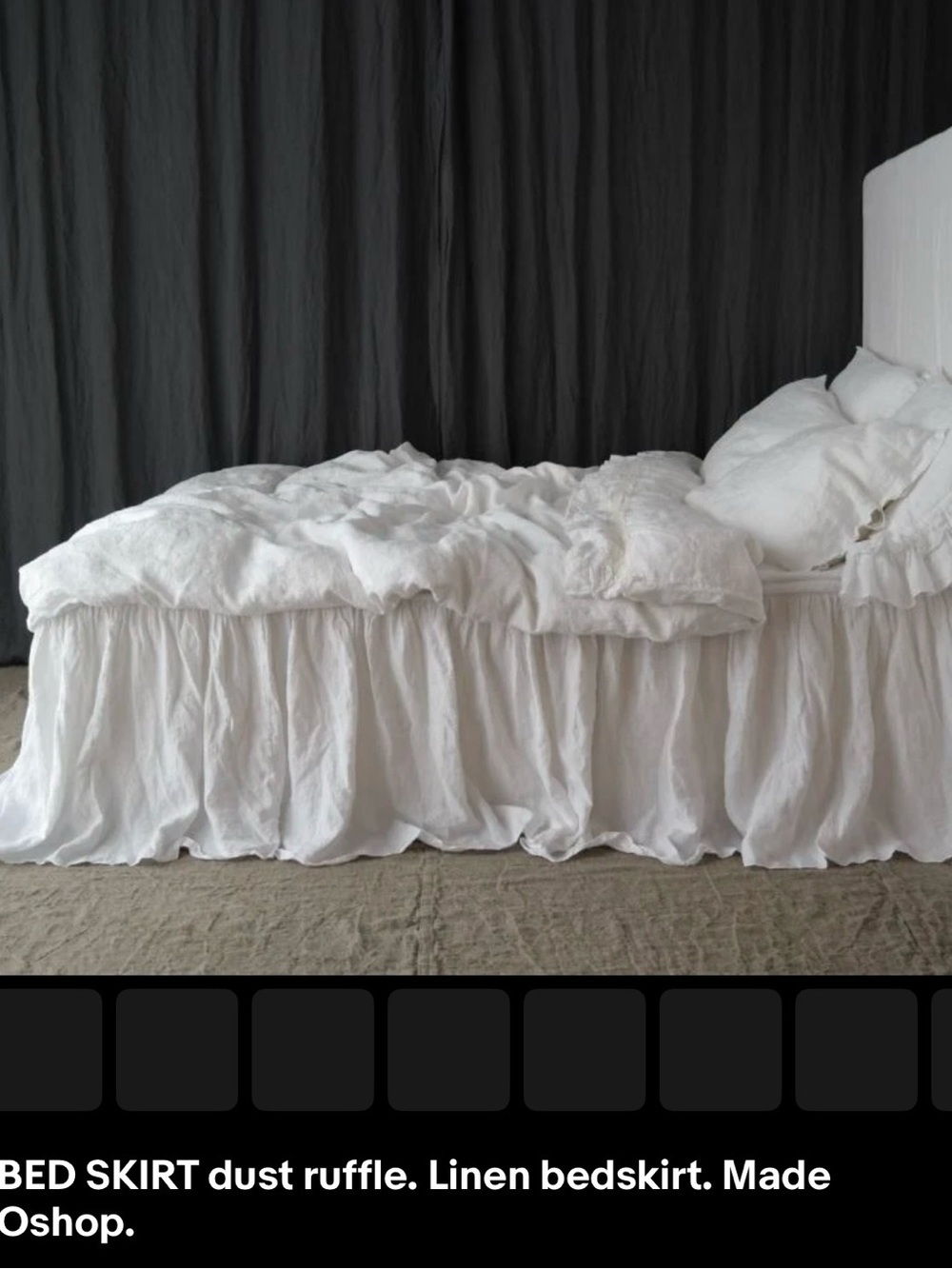 💯 Linen Dust Ruffle 15” long Bed Skirt